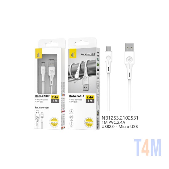 ONEPLUS FAN DATA CABLE NB1253 BL FOR MICRO USB 2.4A 1M WHITE